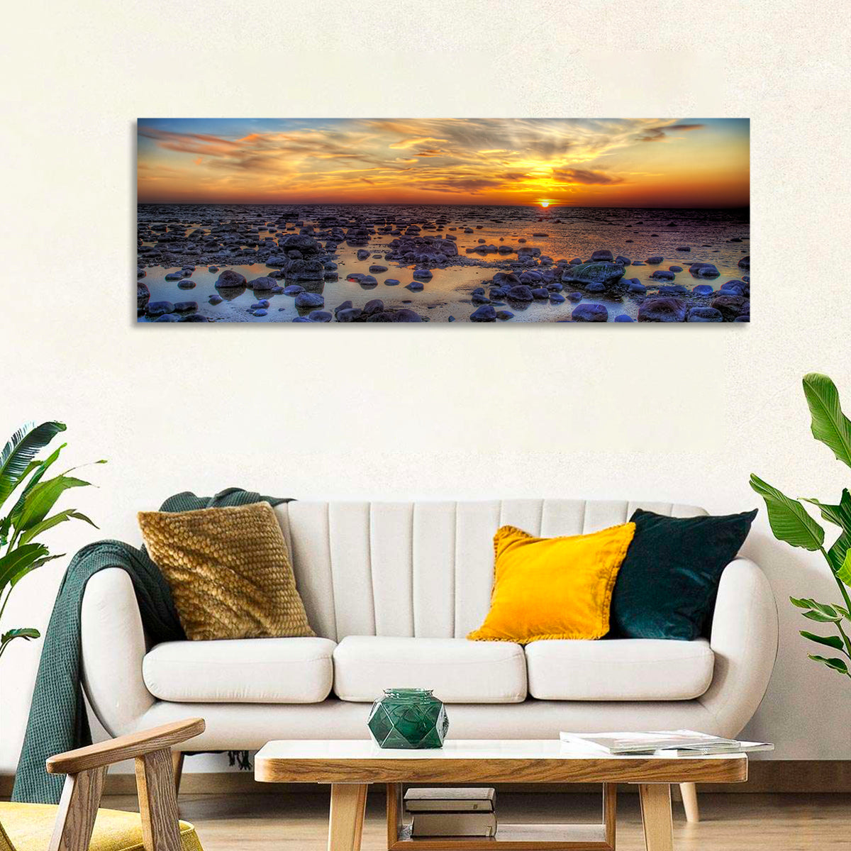 Sea Stones at Sunset Wall Art