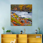 Golden Autumn Forest Creek Wall Art