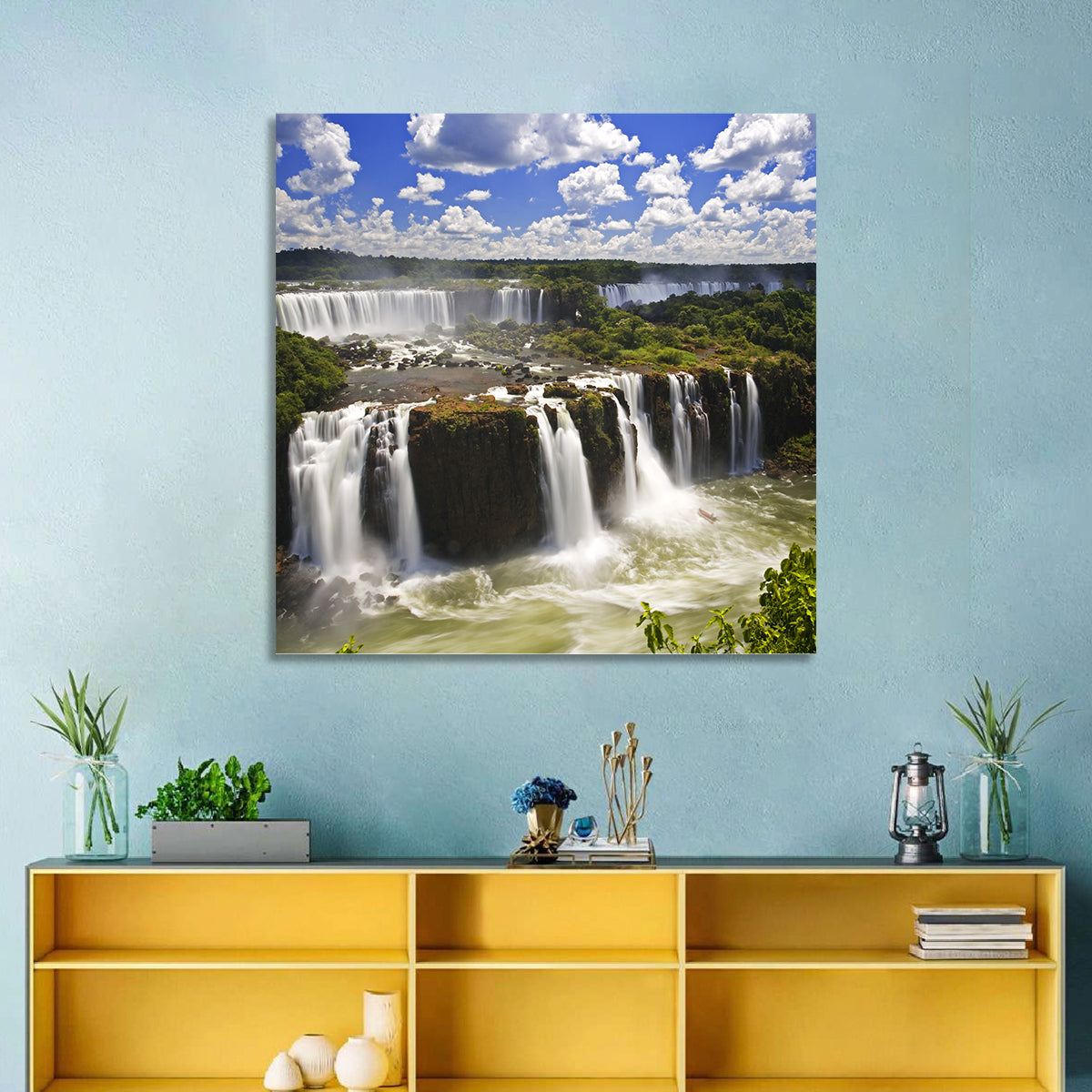 Iguazu Falls River View Wall Art in a room, square