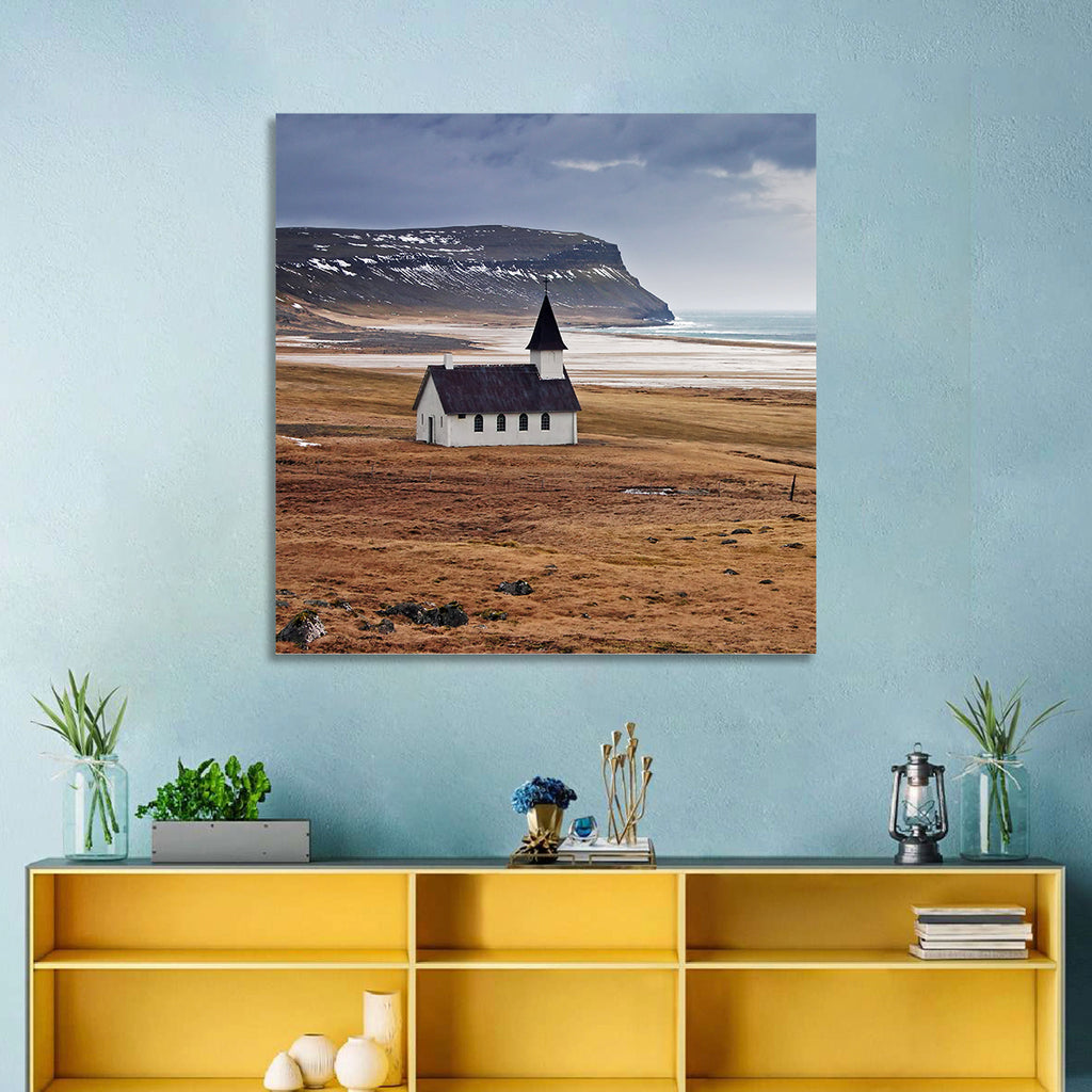Icelandic Church with Dark Steeple Wall Art