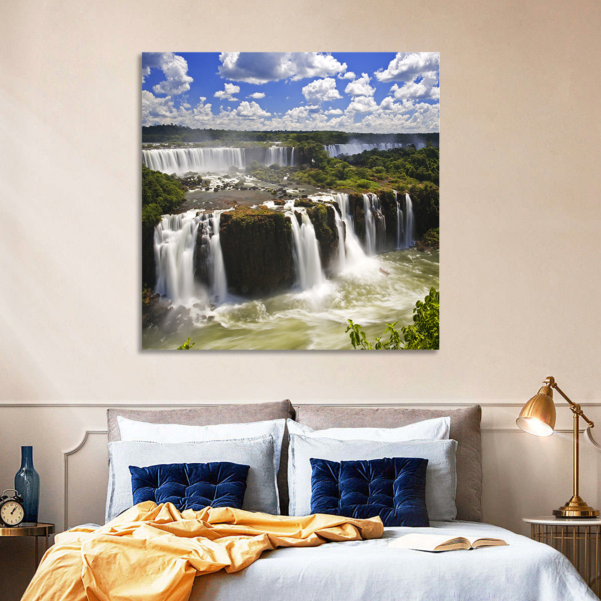 Iguazu Falls River View Wall Art in a room, square