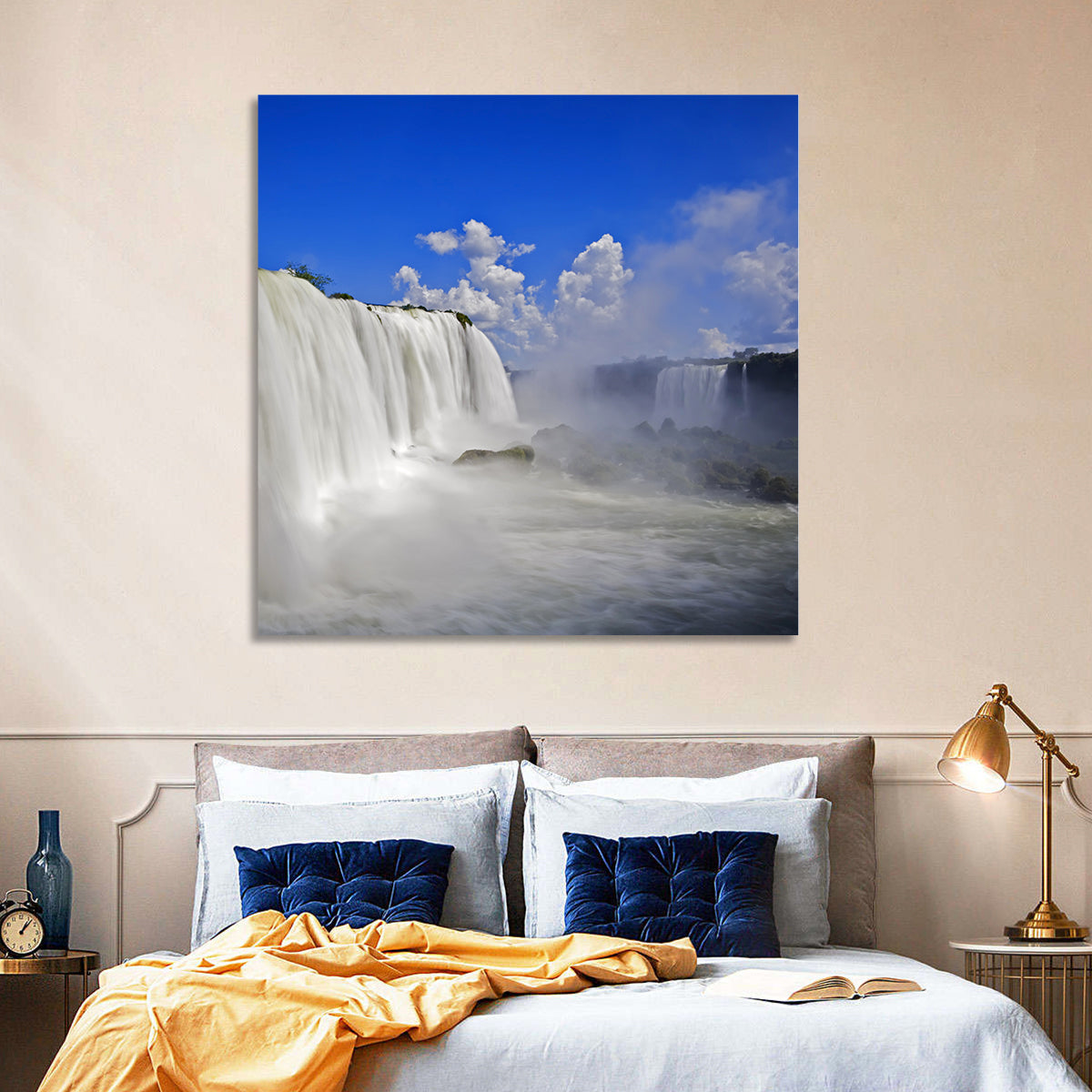 Silky Iguazu Falls, Foz Do Iguaçu Wall Art in a room, square