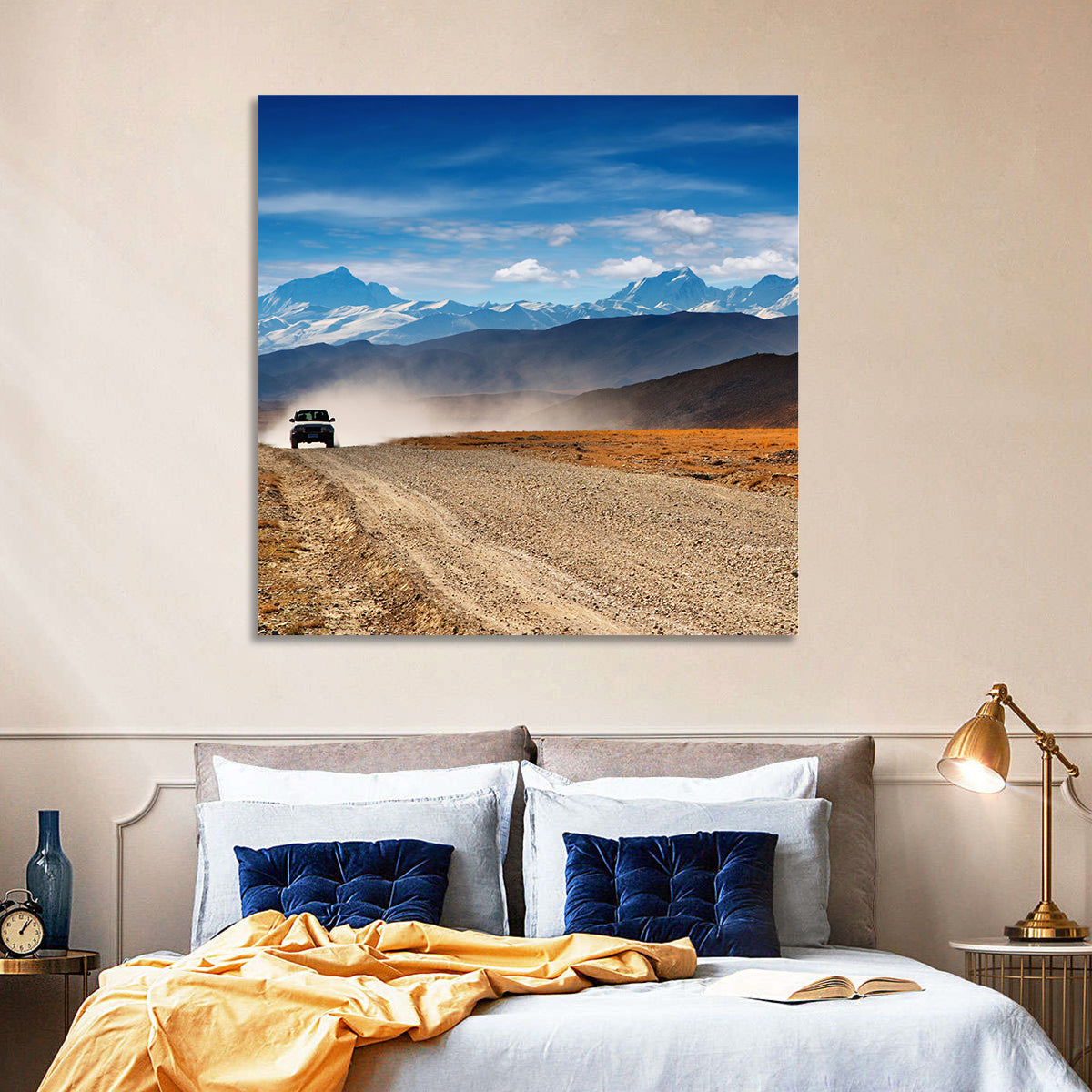 Road to Everest, Tibetan Highlands Wall Art in a room, square