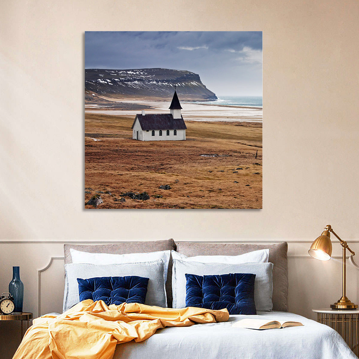Icelandic Church with Dark Steeple Wall Art
