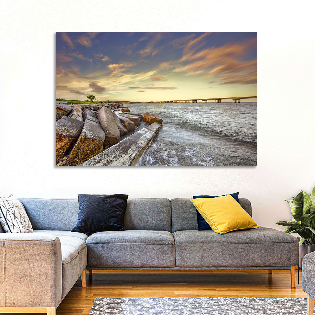 Nassau County Causeway at Sunset Wall Art in a room, landscape