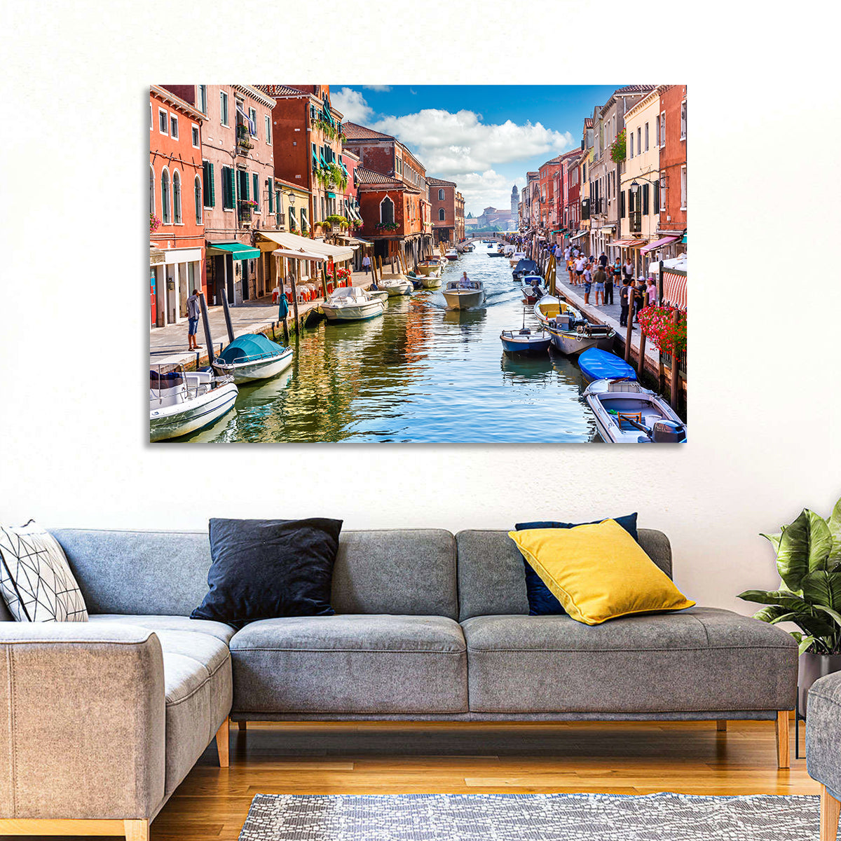 Sunlit Burano Canal, Venice Wall Art