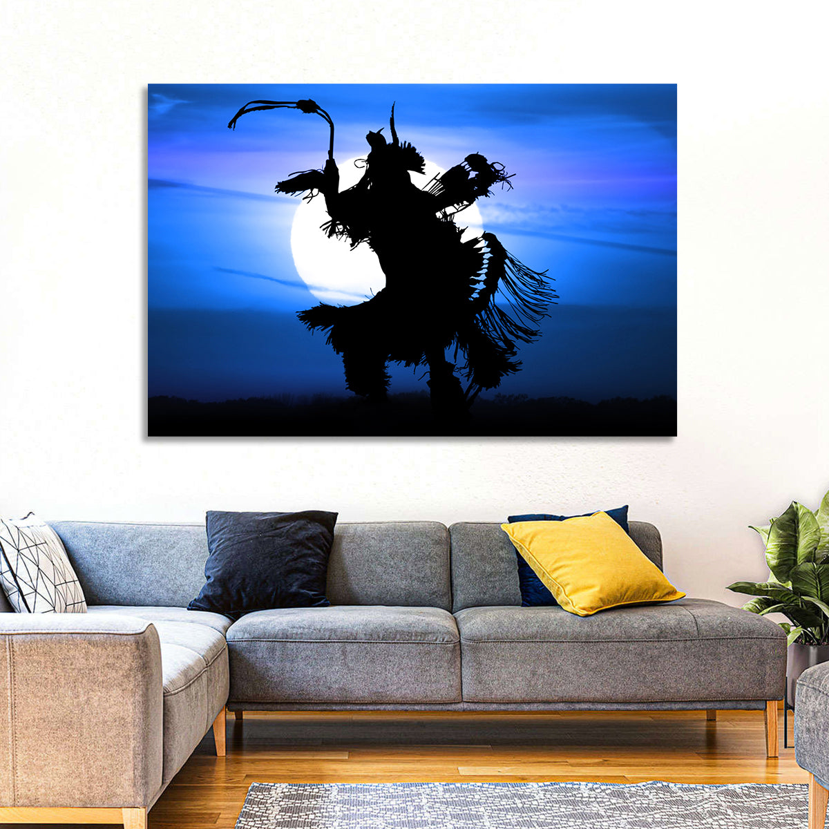 Moonlit Pow Wow Dancer Wall Art