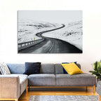 Winding Snow Road with Yellow Markers Wall Art