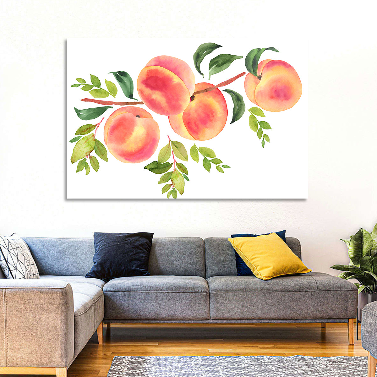 Watercolor Peach Branch Wall Art