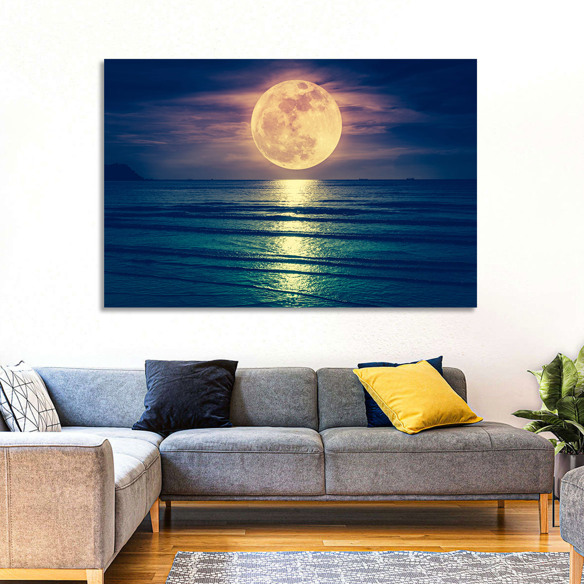 Supermoon Over Calm Sea Wall Art
