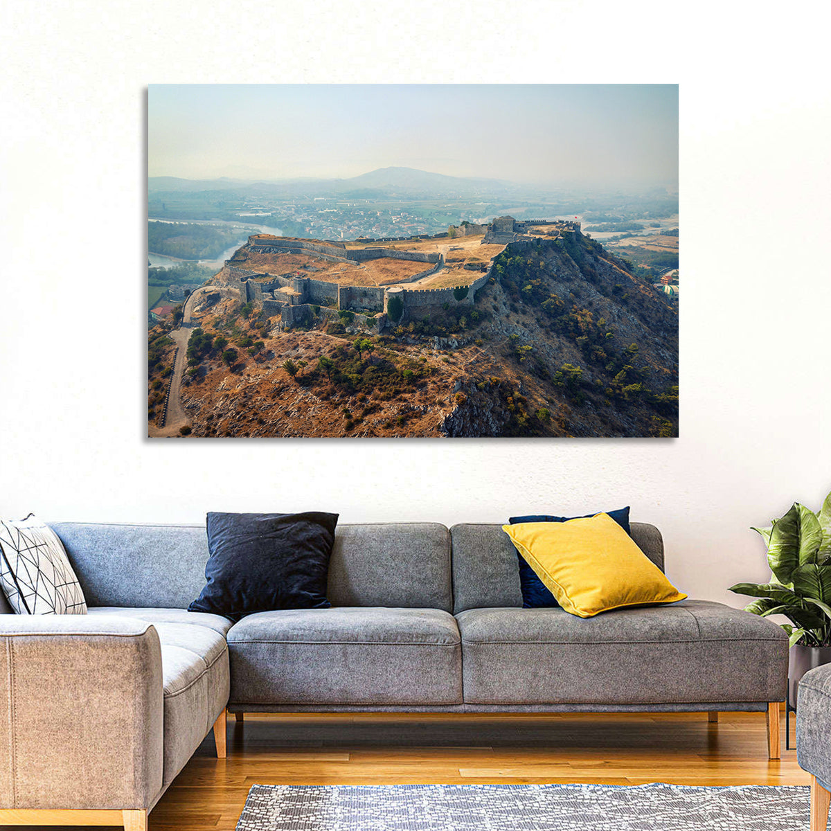 Rozafa Castle Aerial View Wall Art in a room, landscape