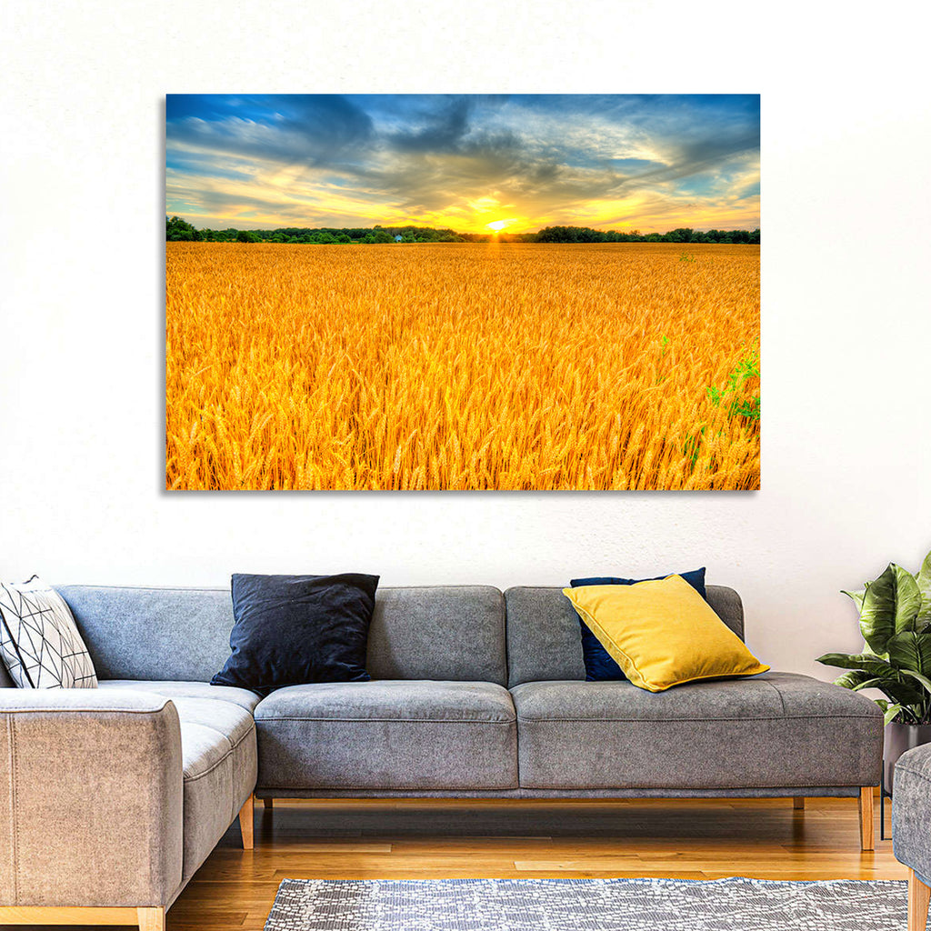 Wheat Field Sunset Wall Art