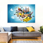 Floating Landmarks with Yellow Suitcase Wall Art
