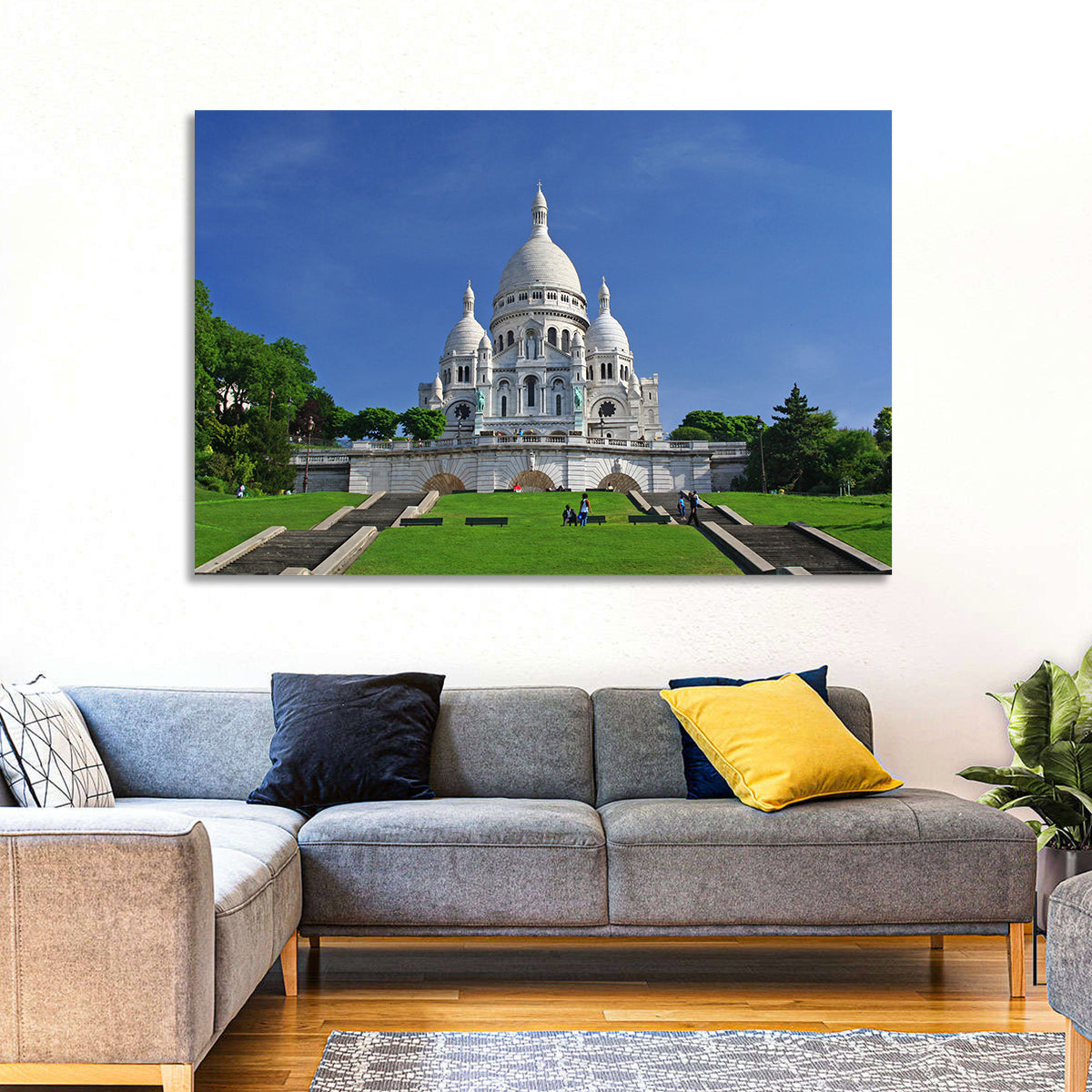 Sacre Coeur Basilica Steps, Paris Wall Art in a room, landscape