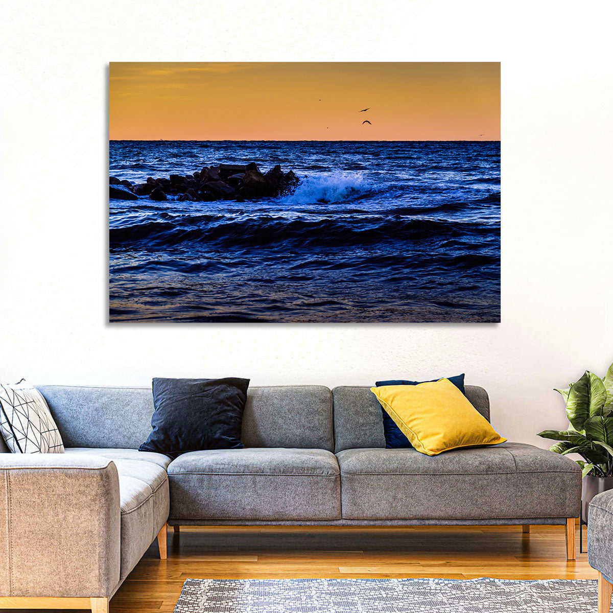 Marmara Sea Waves at Sunset Wall Art