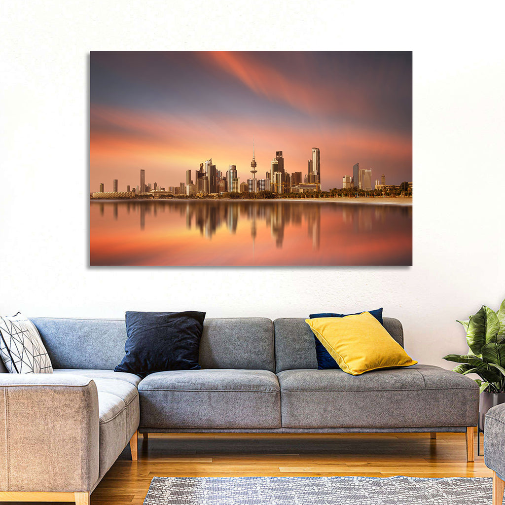 Kuwait City Skyline at Sunset Wall Art