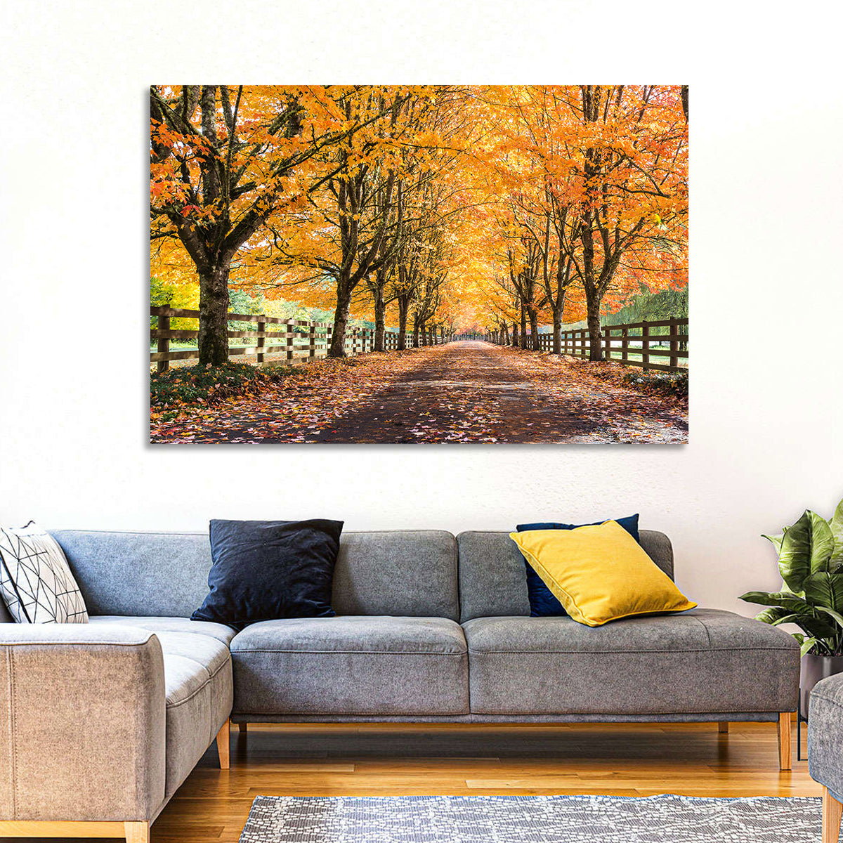 Maple Lane in Autumn Wall Art