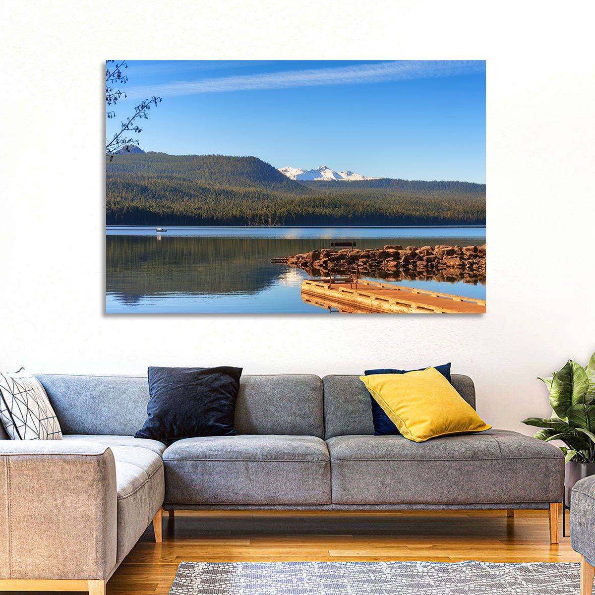 Odell Lake Pier Wall Art in a room, landscape