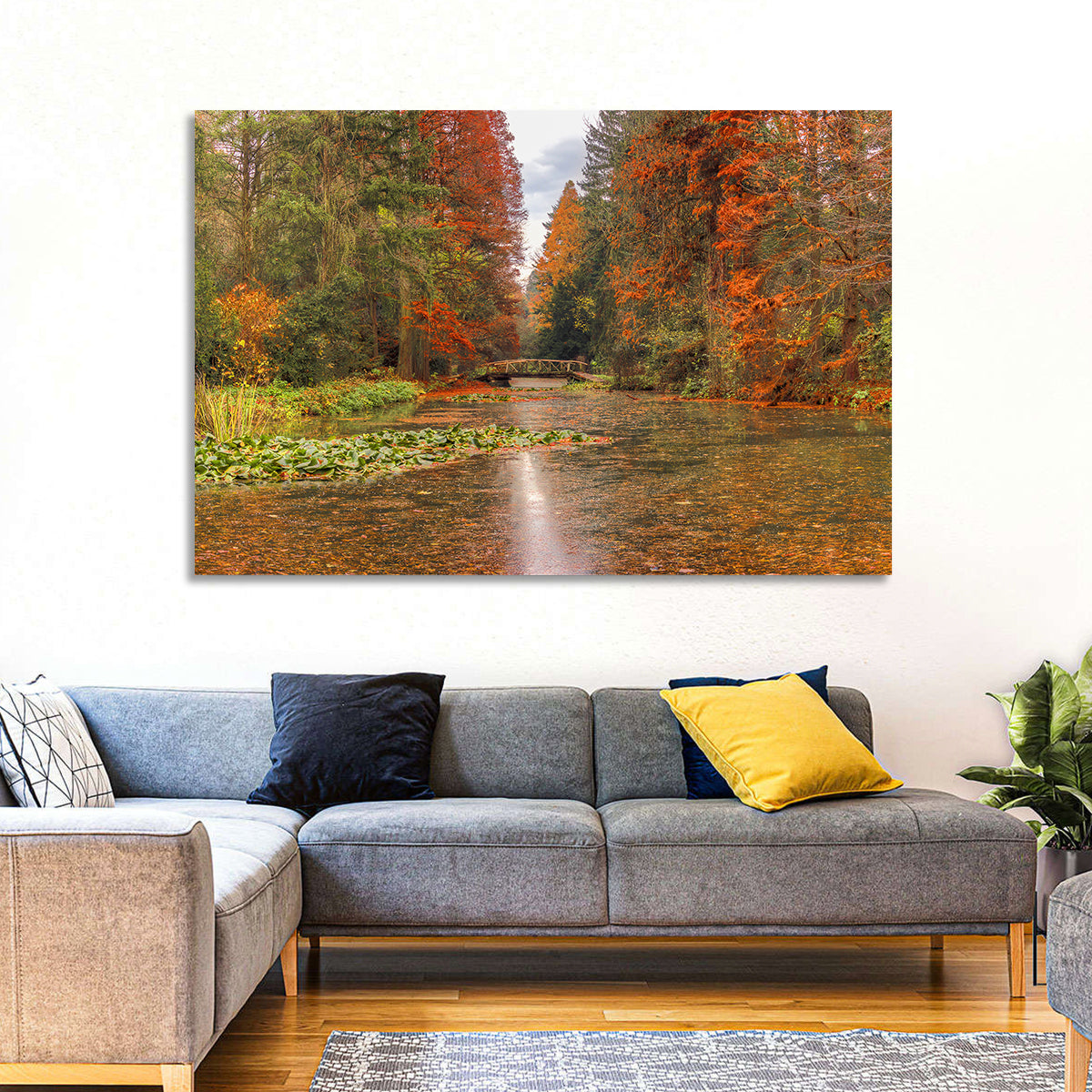 Simeria Arboretum Autumn Lake Wall Art in a room, landscape