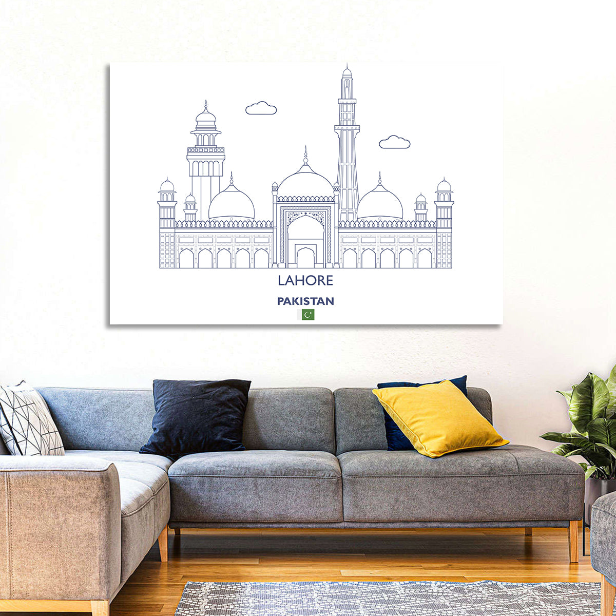 Lahore Skyline with Badshahi Mosque Wall Art in a room, landscape