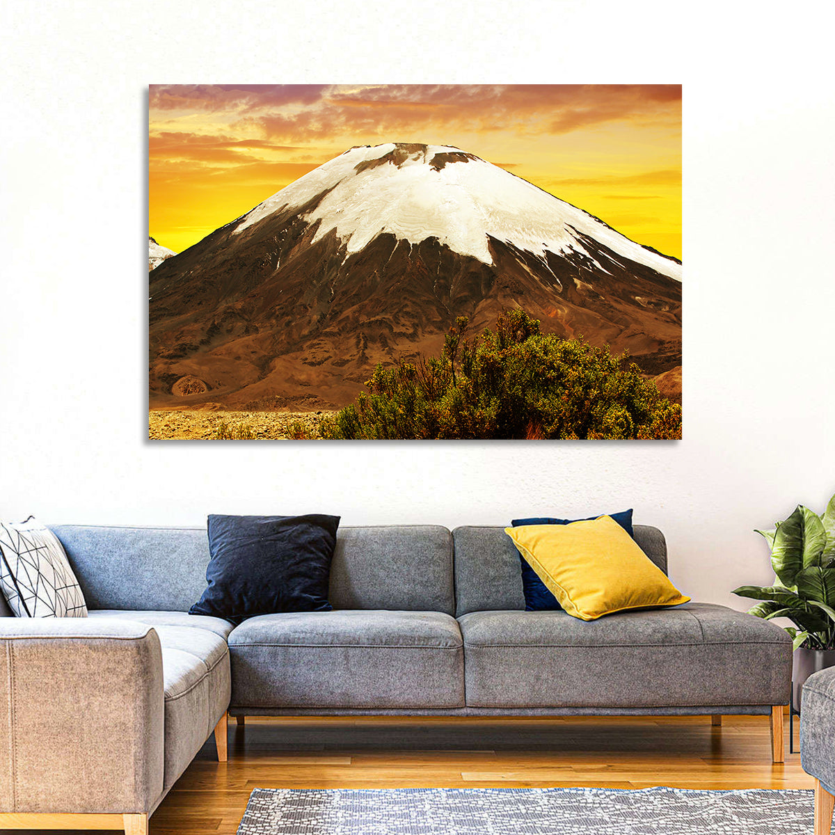 Parinacota Volcano Wall Art in a room, landscape