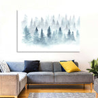 Misty Pine Forest Watercolor Wall Art