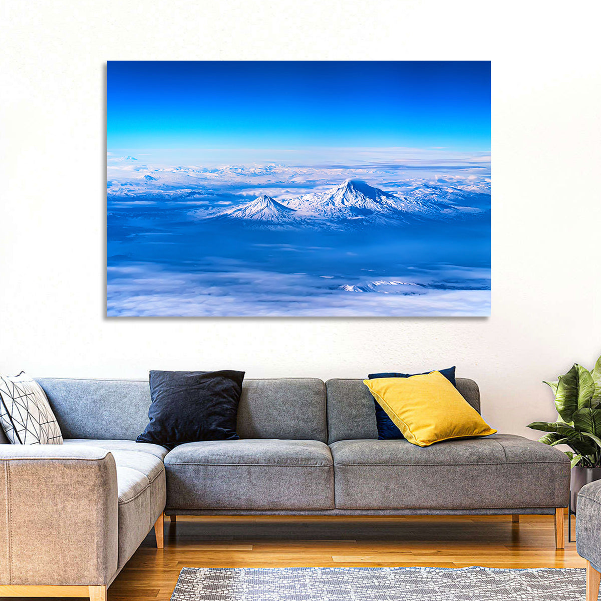 Mount Ararat Above Clouds Wall Art in a room, landscape