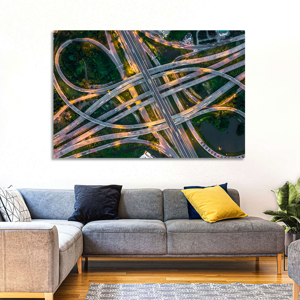 Expressway Junction at Dusk Wall Art in a room, landscape
