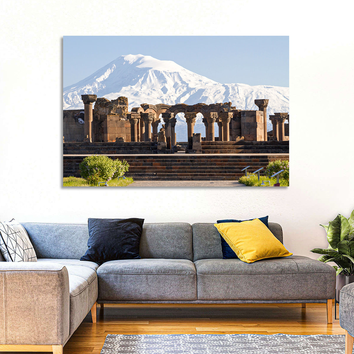 Zvartnots Cathedral and Mount Ararat Wall Art in a room, landscape