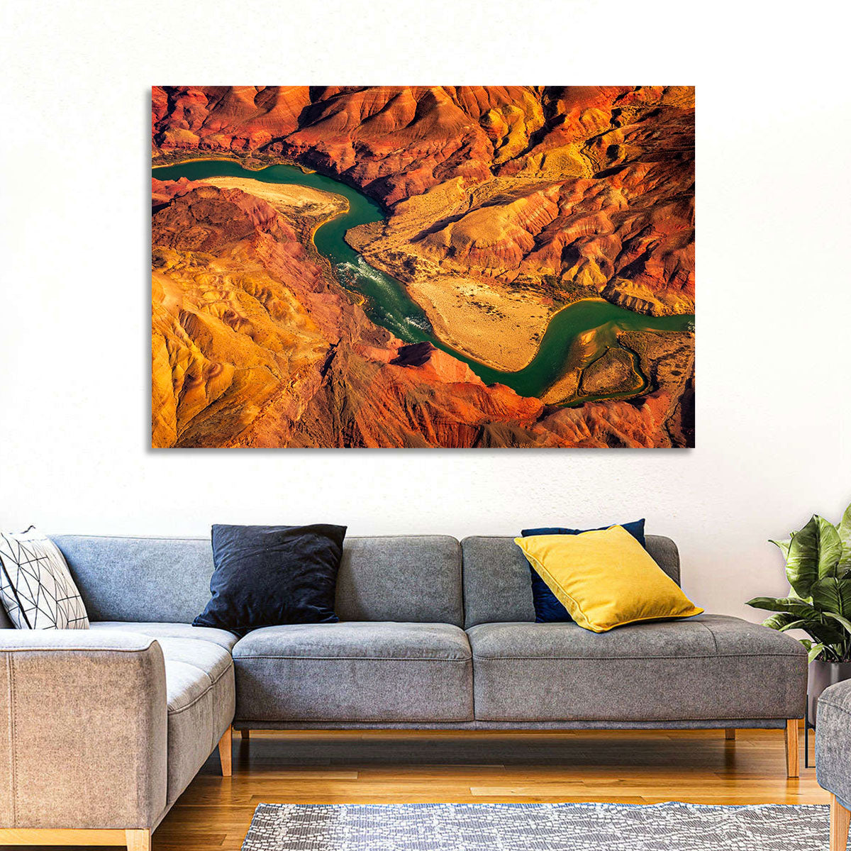 Aerial Colorado River Canyon Wall Art in a room, landscape