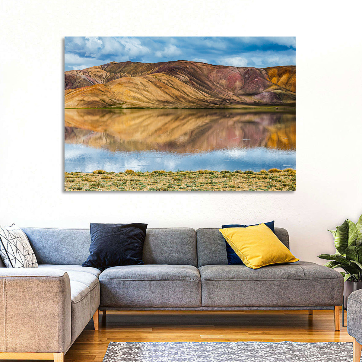 Bulunkul Lake Reflection Wall Art in a room, landscape