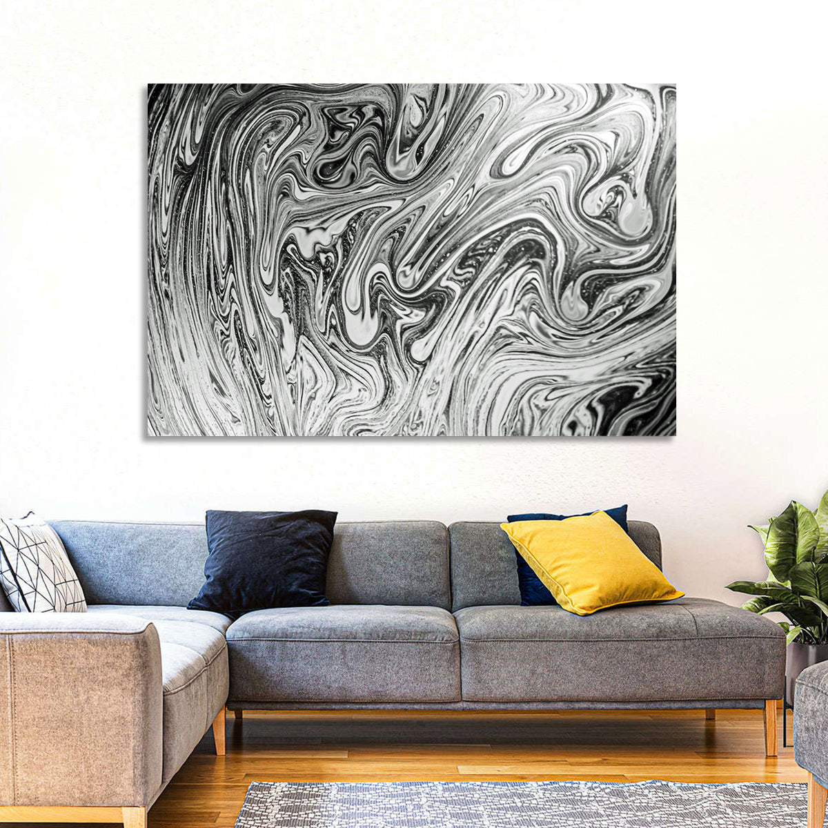 Ink Swirl Monochrome Abstract Wall Art