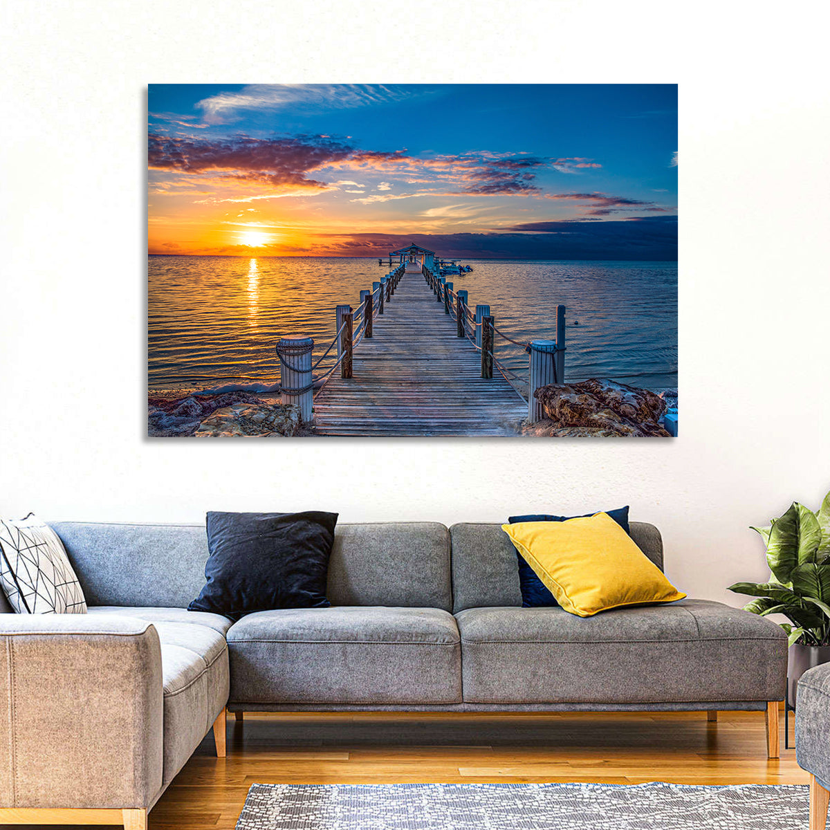 Islamorada Pier at Golden Hour Wall Art in a room, landscape