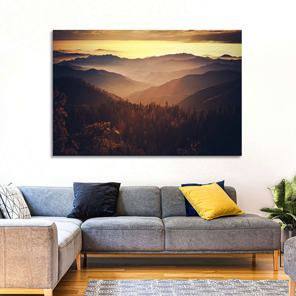 Sierra Nevada Mountains Wall Art in a room, landscape