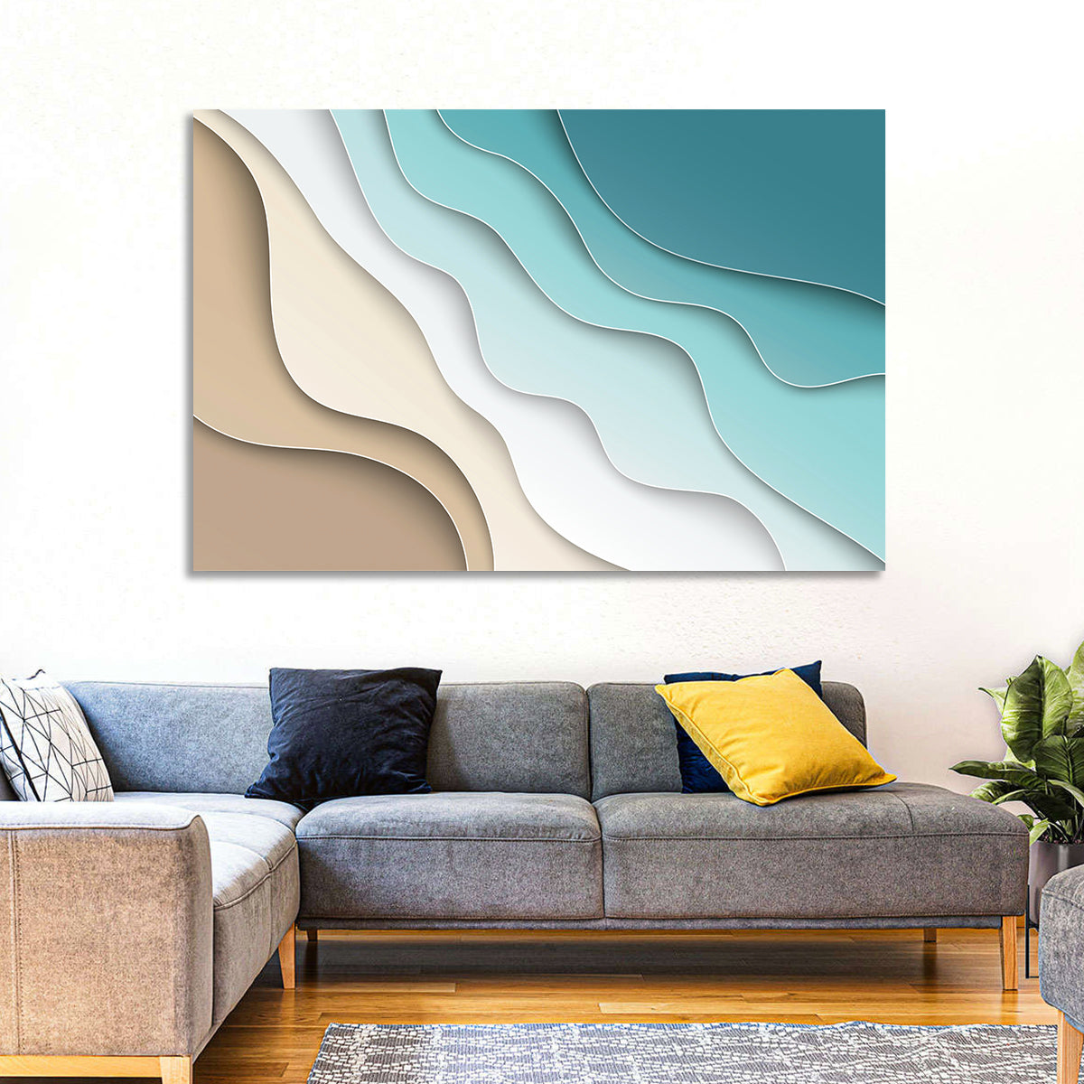 Aerial Beach Layers Wall Art in a room, landscape