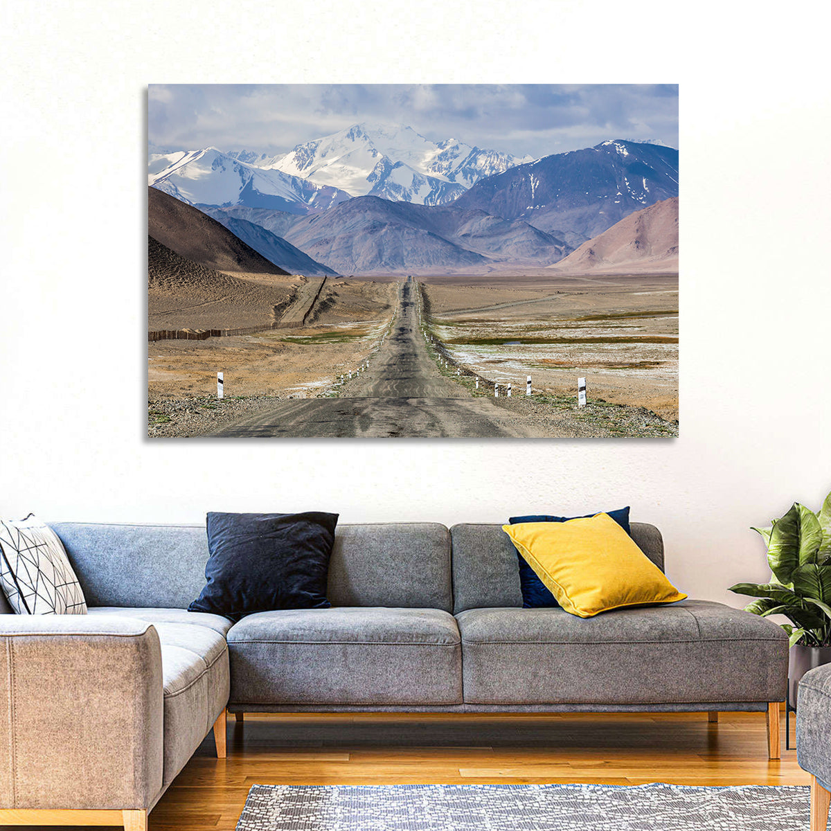 Pamir Mountain Road Wall Art in a room, landscape