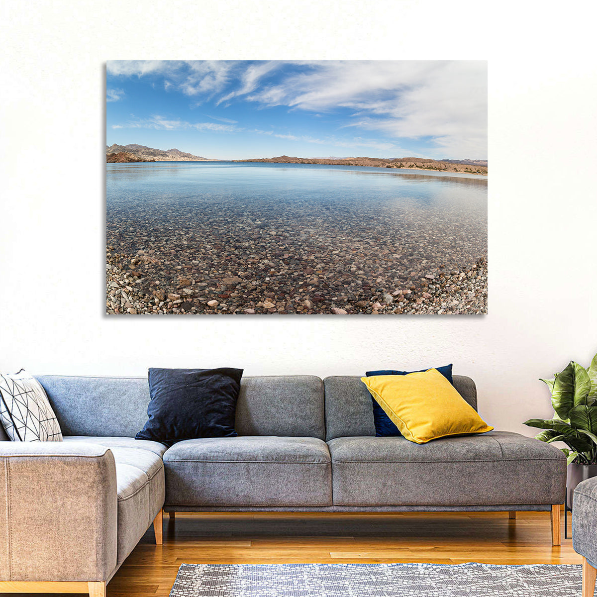 Lake Mohave Shoreline Wall Art in a room, landscape