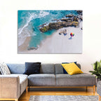 Aerial Beach with Rainbow Umbrella Wall Art