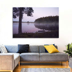 Misty Lake with Bench Wall Art