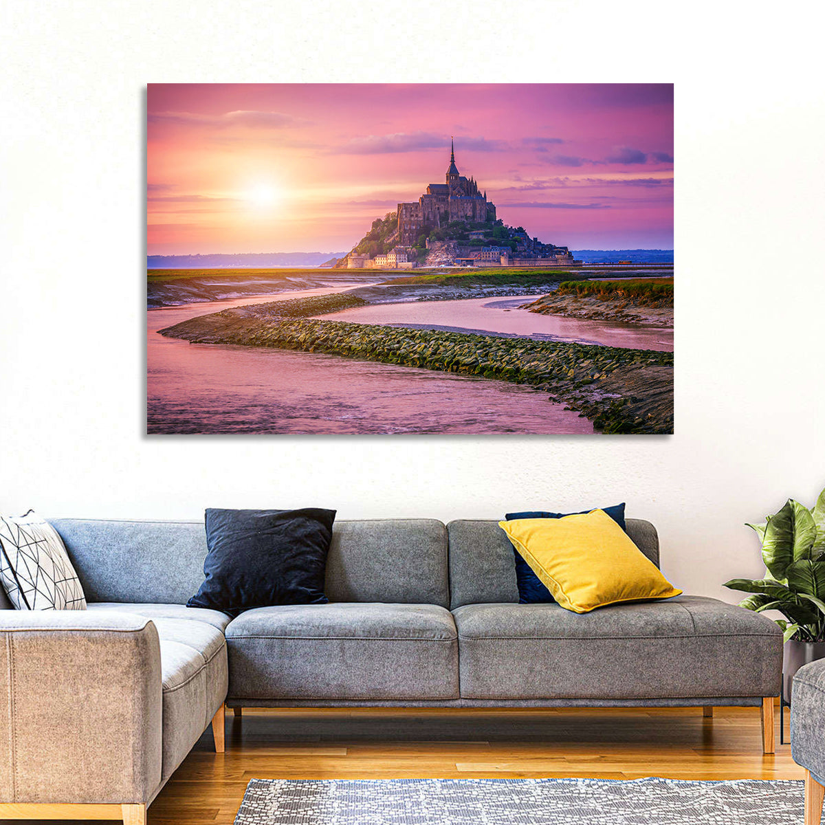 Mont Saint-michel Sunset Wall Art in a room, landscape
