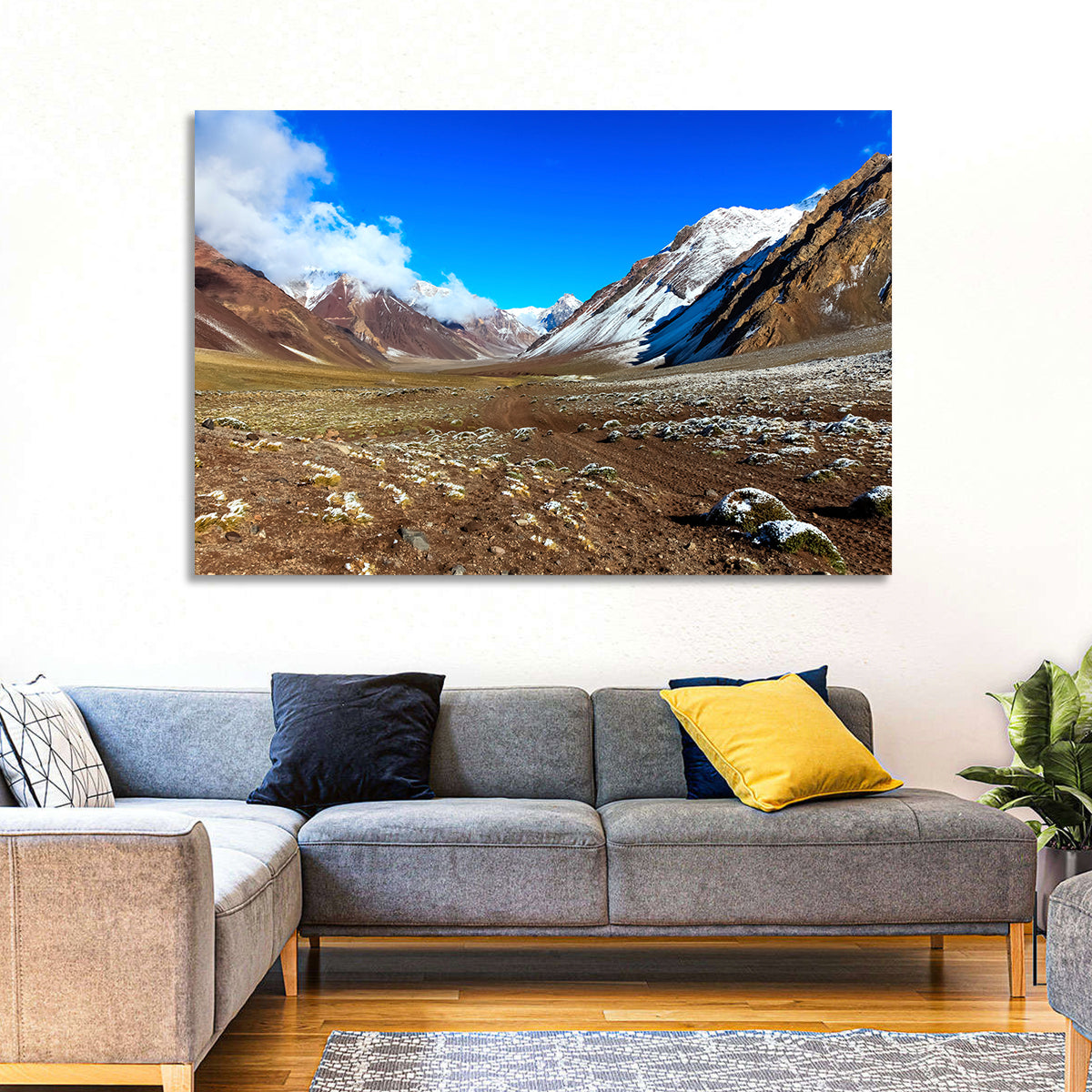 Mount Aconcagua Valley View Wall Art in a room, landscape