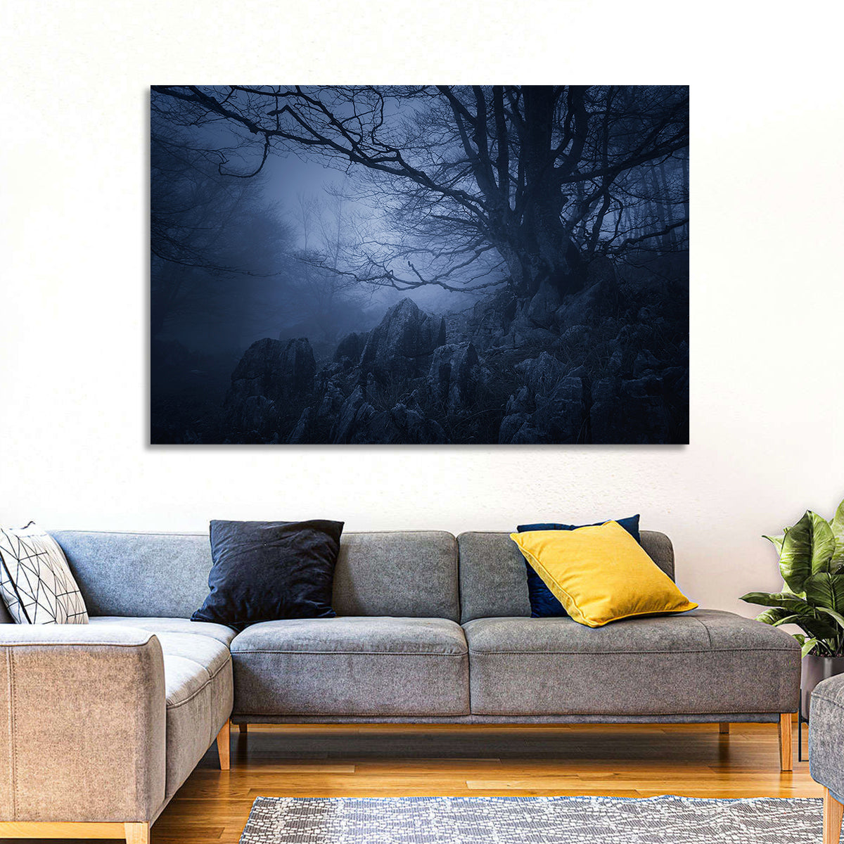 Gnarled Tree at Twilight Wall Art in a room, landscape