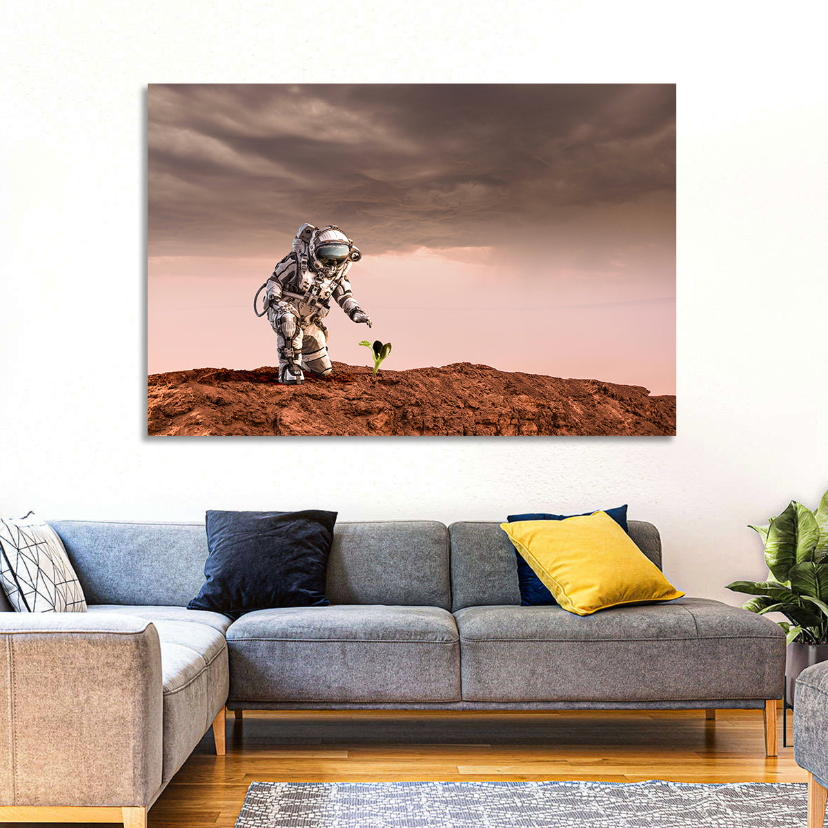 Martian Seedling Concept Wall Art in a room, landscape