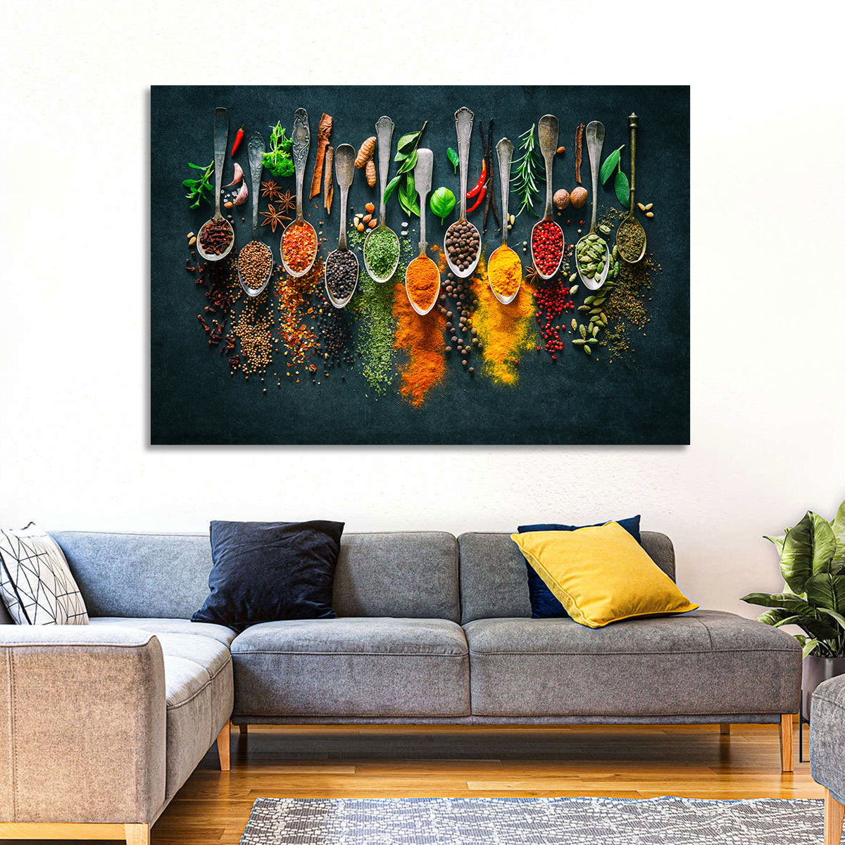 Assorted Spices and Spoons Wall Art in a room, landscape