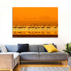 Flamingo Line at Golden Hour Wall Art