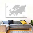 Gray Europe Outline Map Wall Art