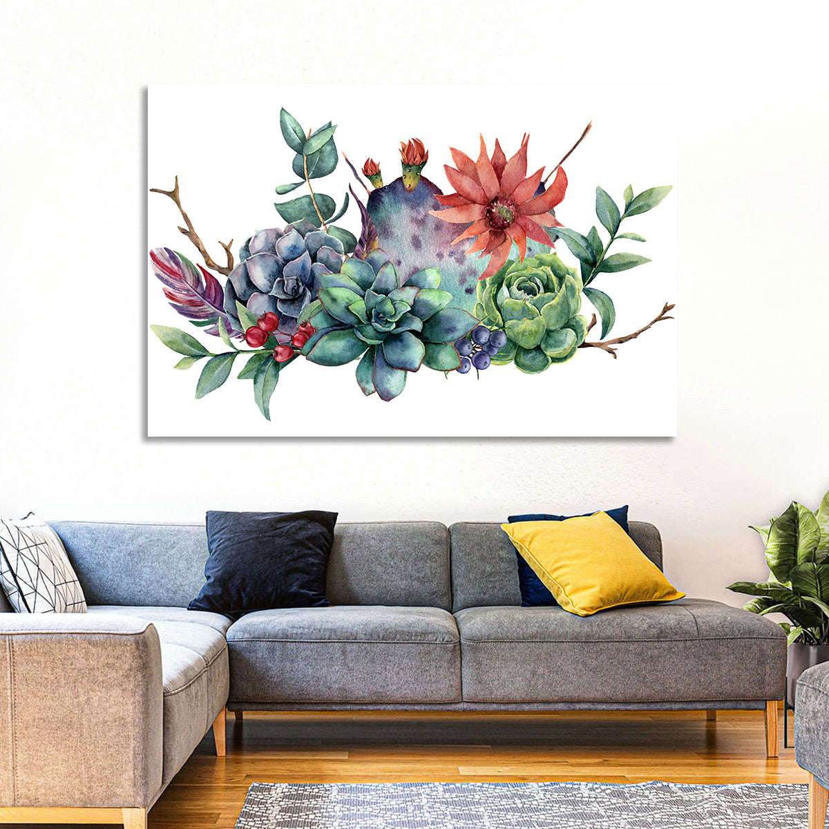 Succulent and Cactus Bouquet Wall Art