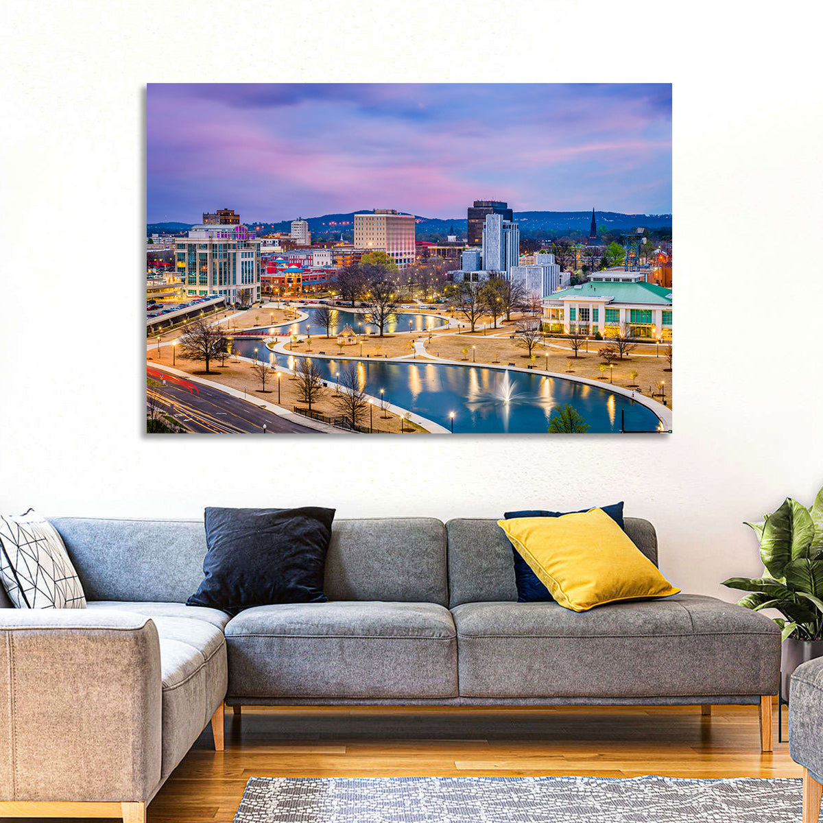 Huntsville Twilight at Big Spring Park Wall Art in a room, landscape