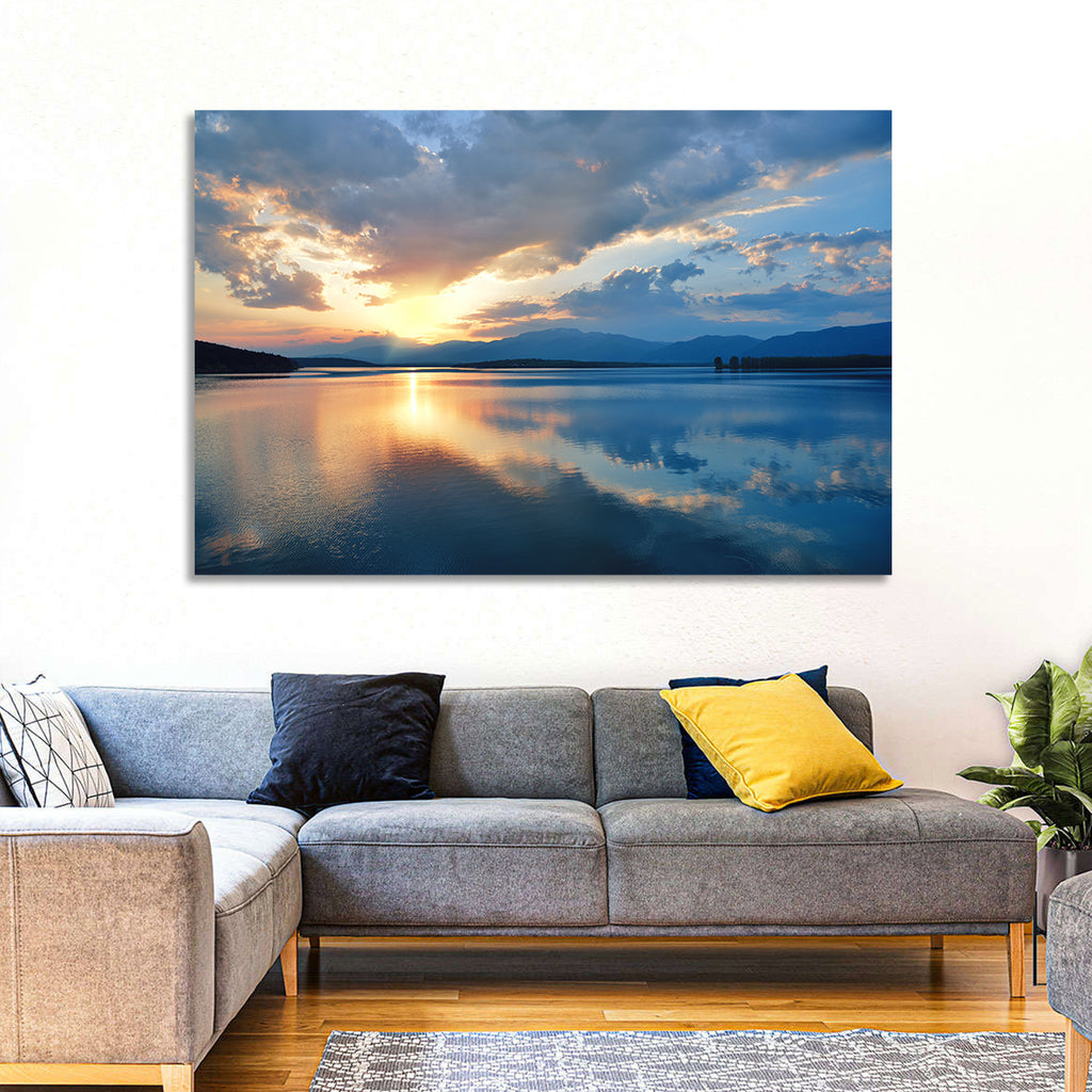 Golden Hour Lake Reflection Wall Art