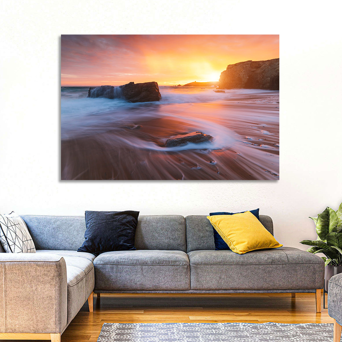 Quiberon Beach Sunset Wall Art in a room, landscape